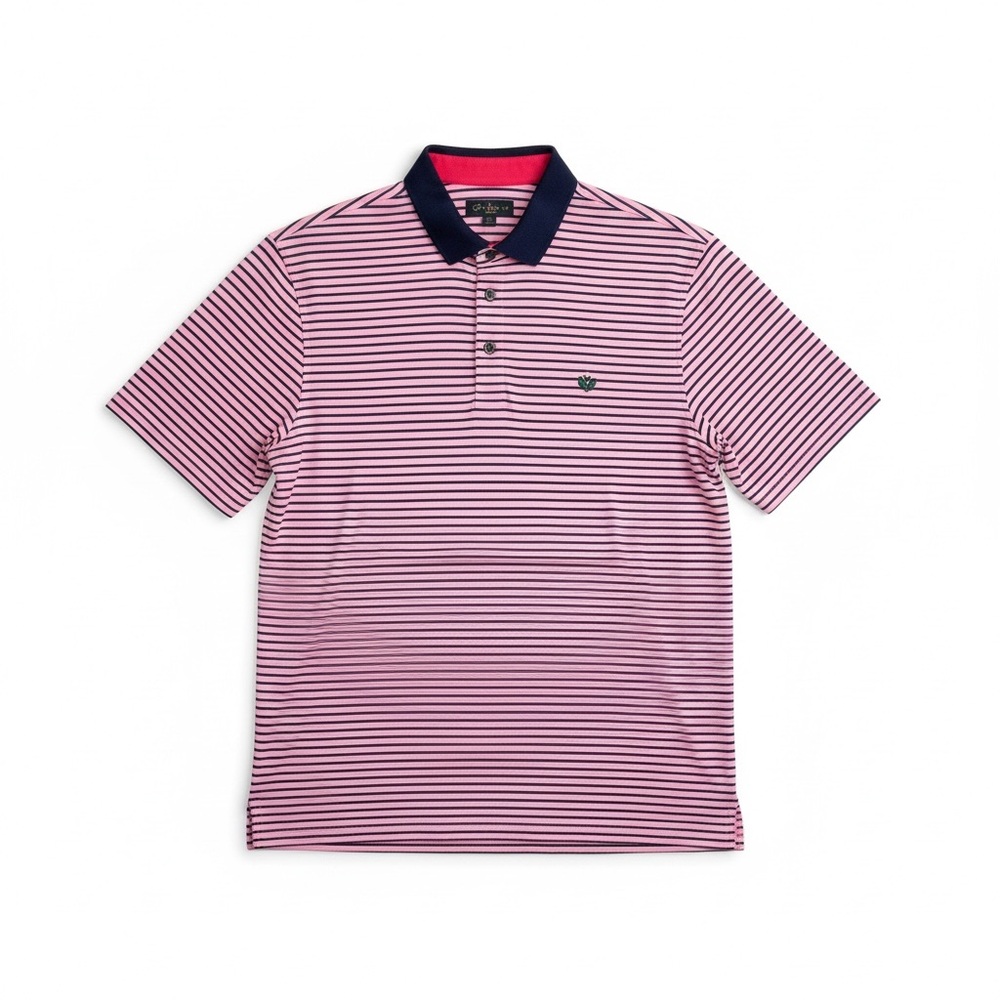 Greyson Pink & Navy Striped Performance Polo XL EUC